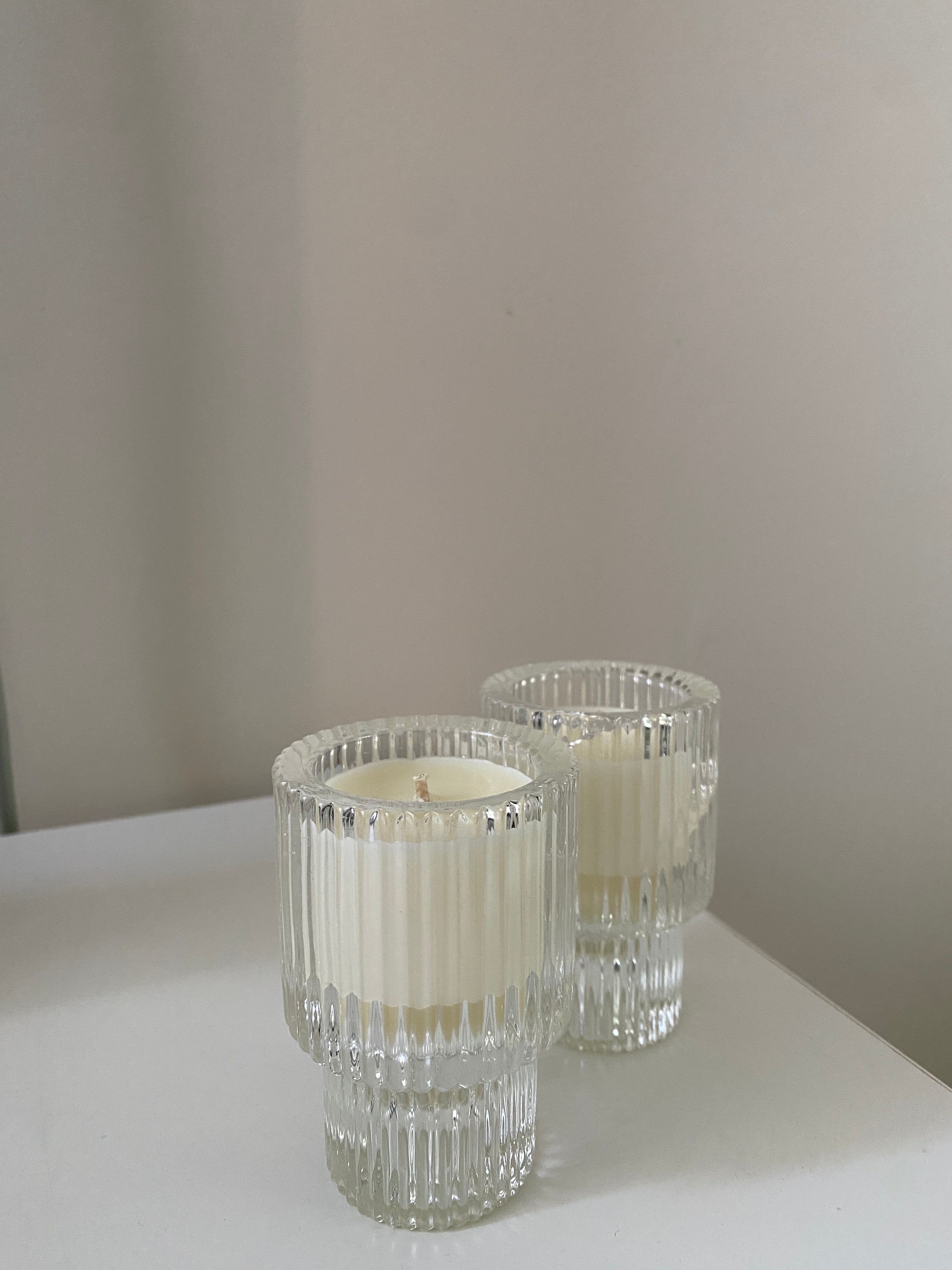 Glass Ripple Candle Holder + Scented Candle