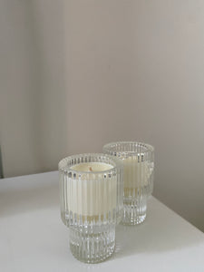 Glass Ripple Candle Holder + Scented Candle